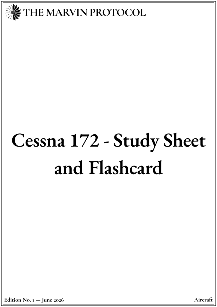 Study Sheet and Flashcard - Cessna 172