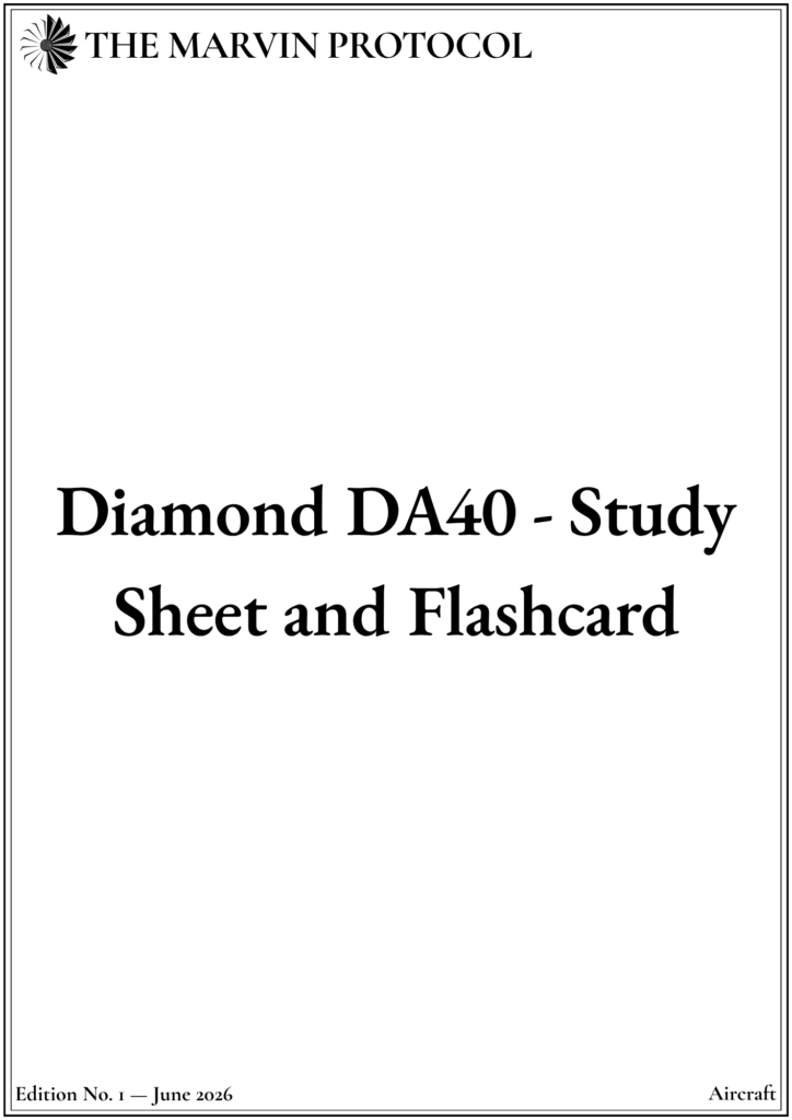 Study Sheet and Flashcard - Diamond DA40