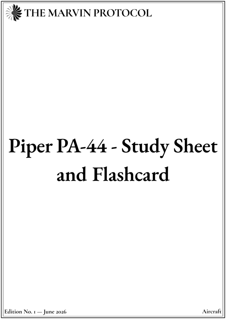 Study Sheet and Flashcard - Piper PA-44