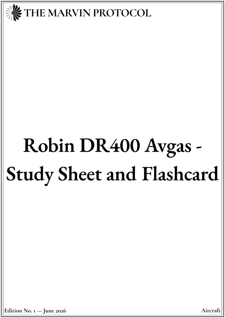 Study Sheet and Flashcard - Robin DR400 Avgas