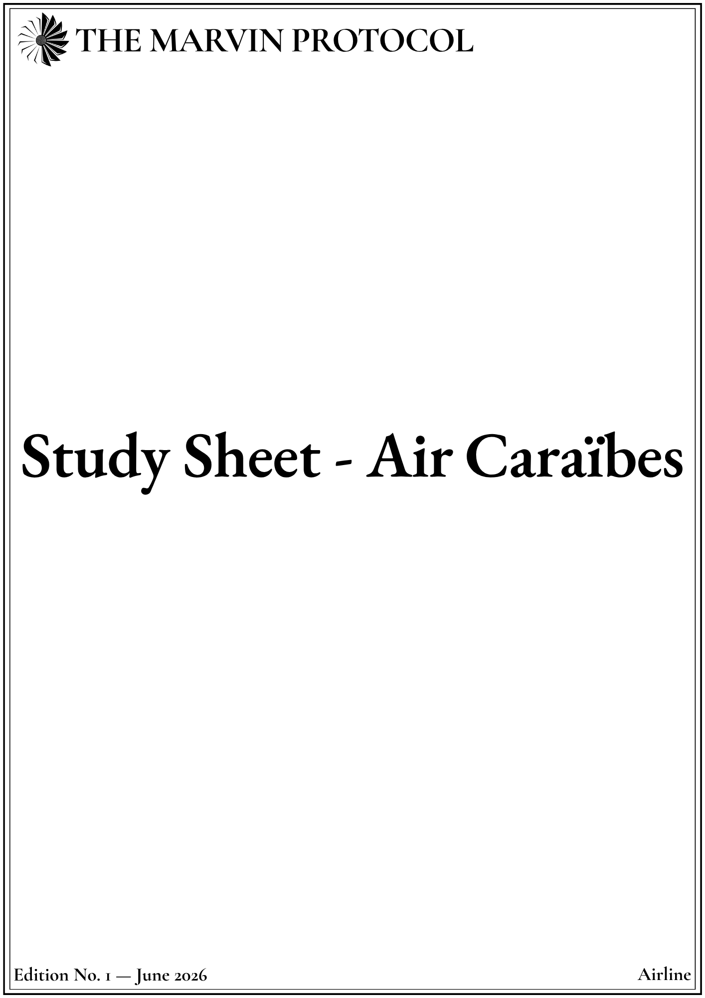 Study Sheet - Air Caraïbes