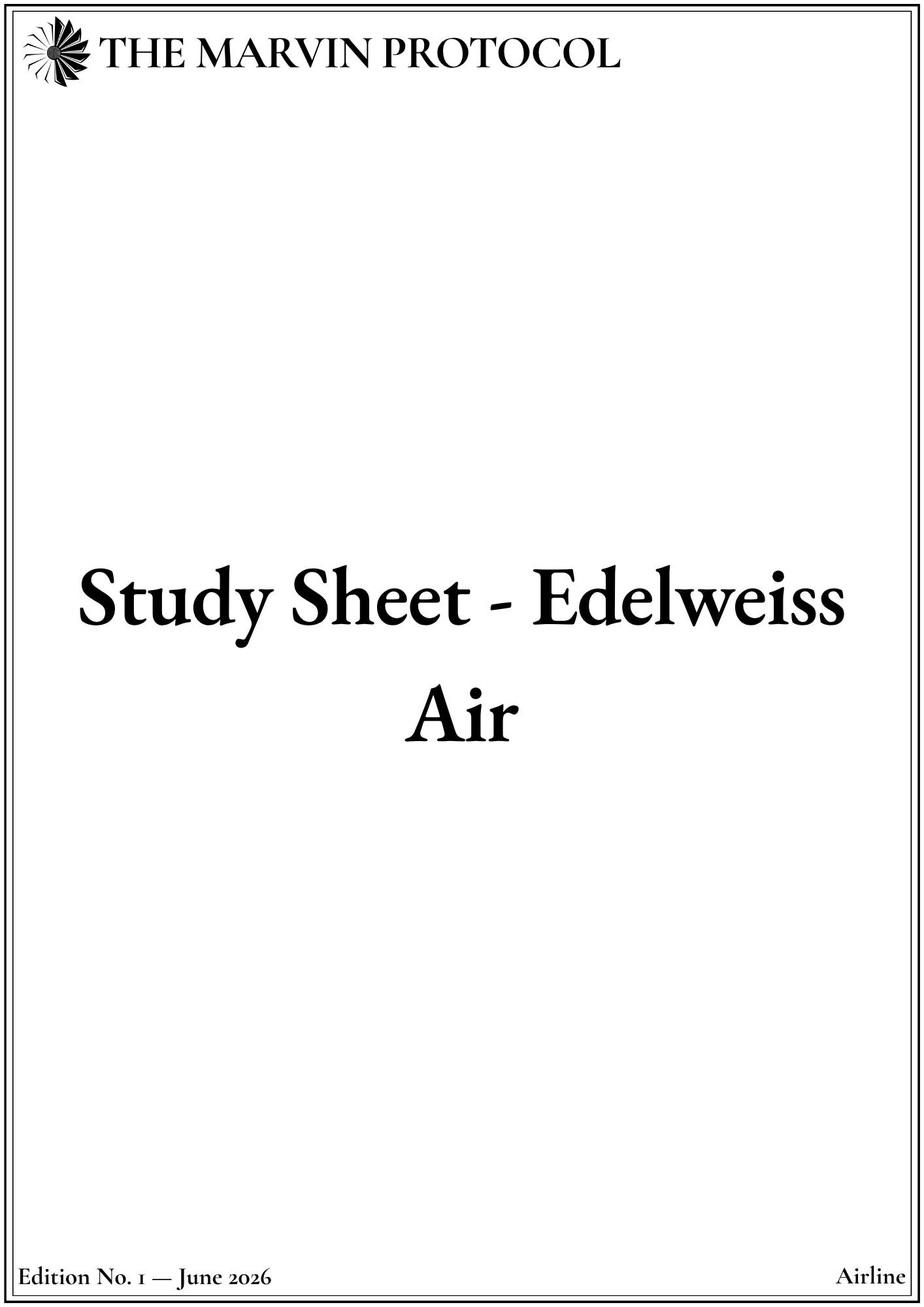 Study Sheet - Edelweiss Air