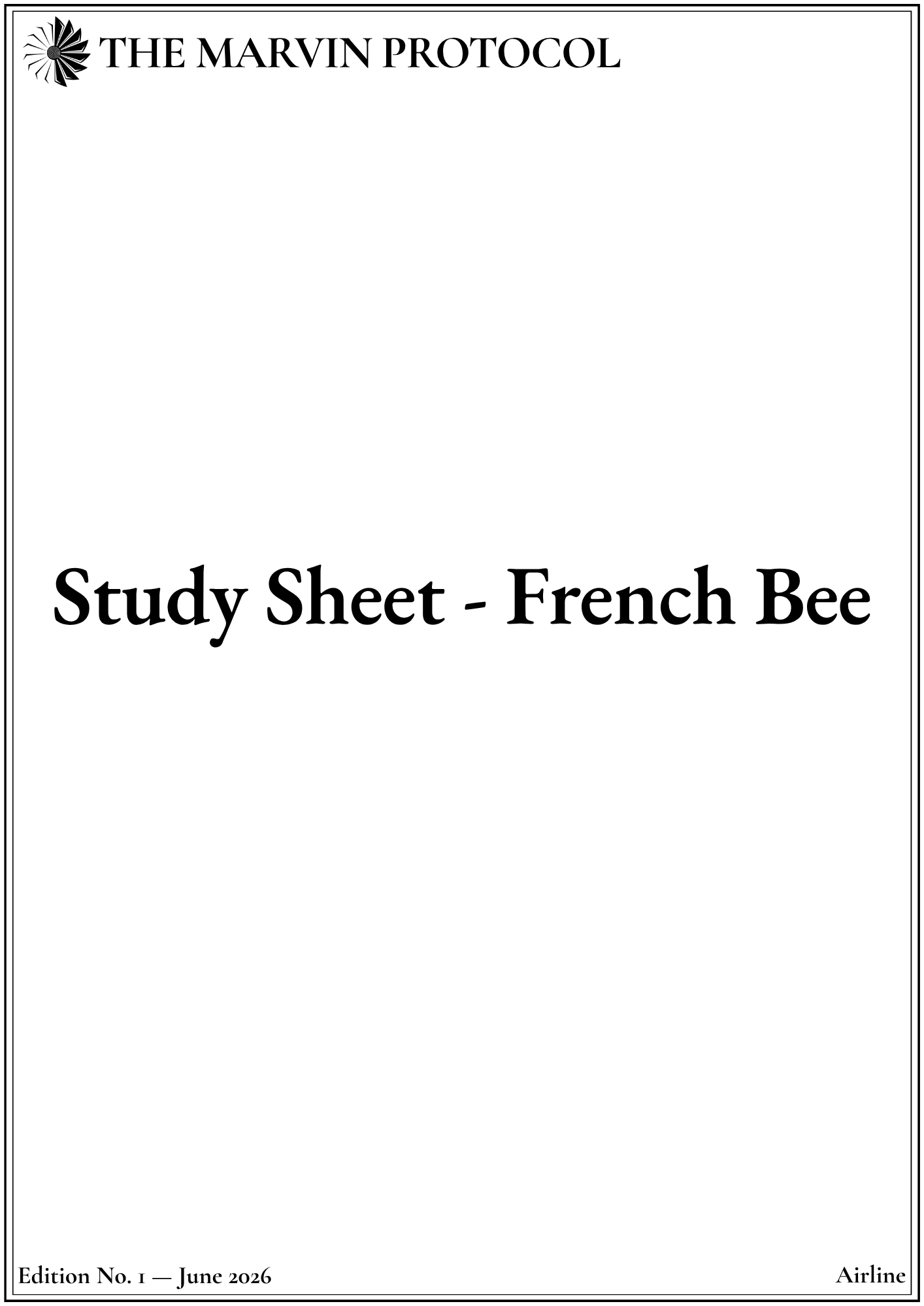 Study Sheet - French Bee