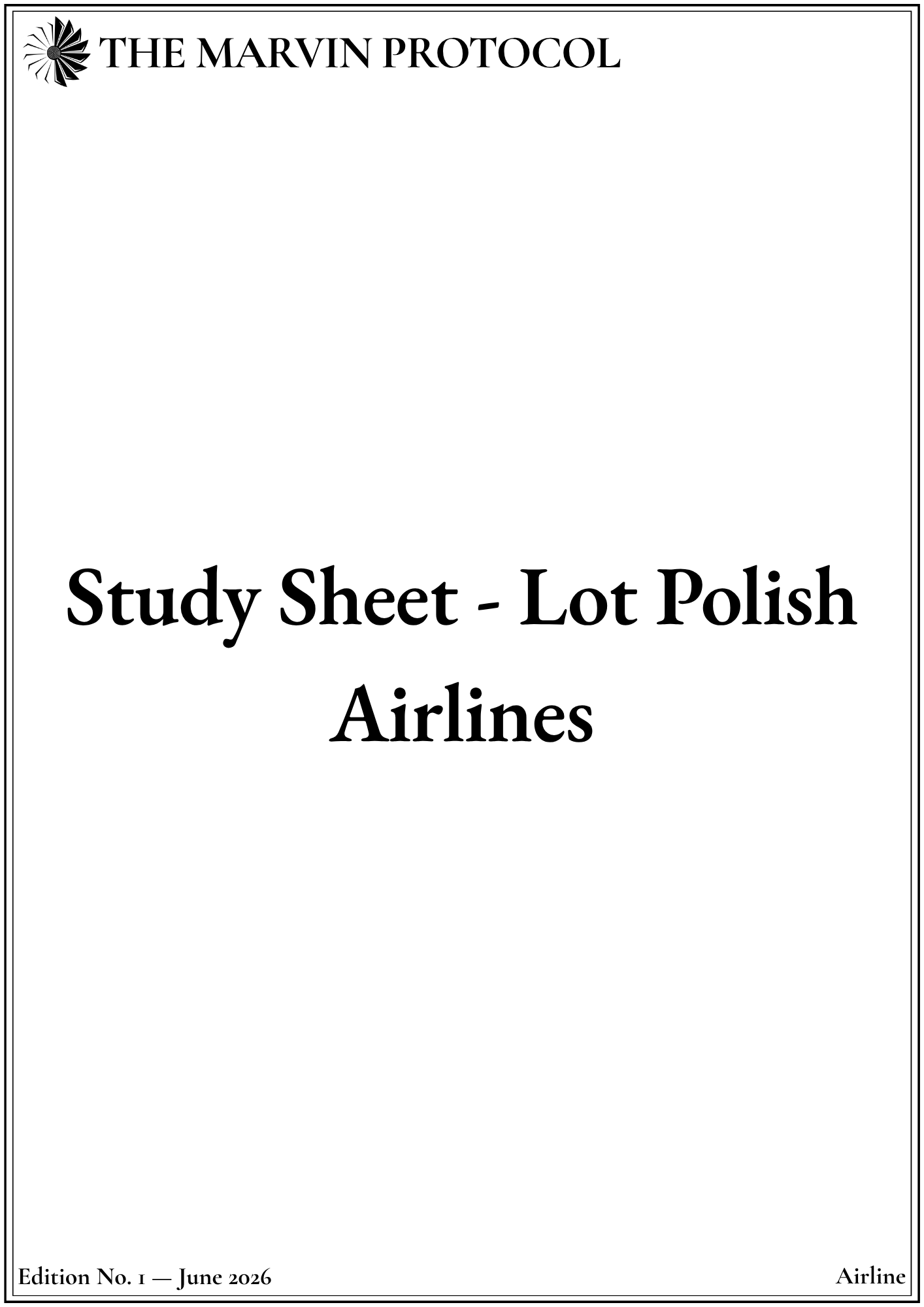 Study Sheet - Lot Polish Airlines