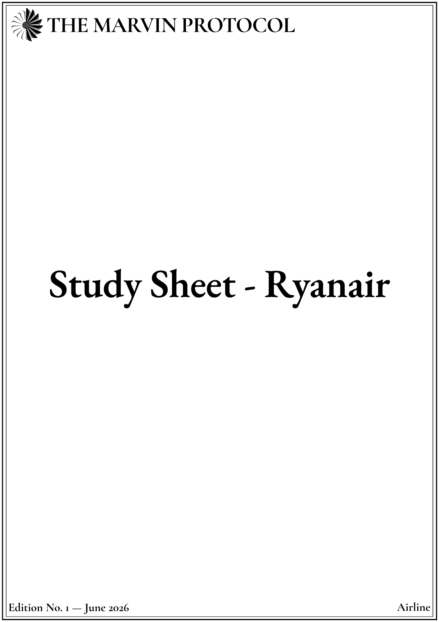 Study Sheet - Ryanair