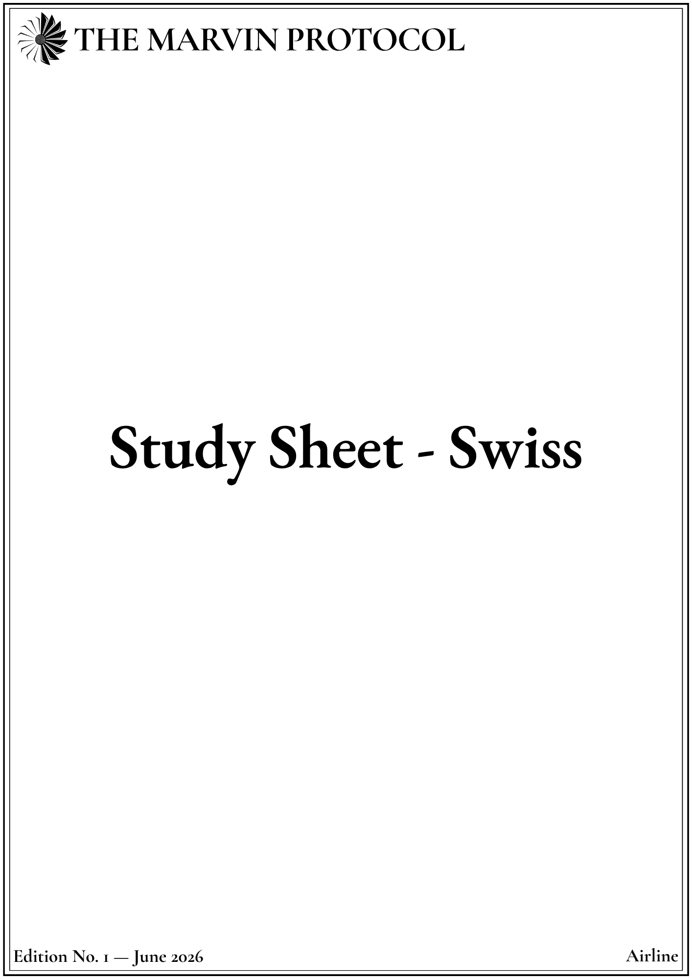 Study Sheet - Swiss