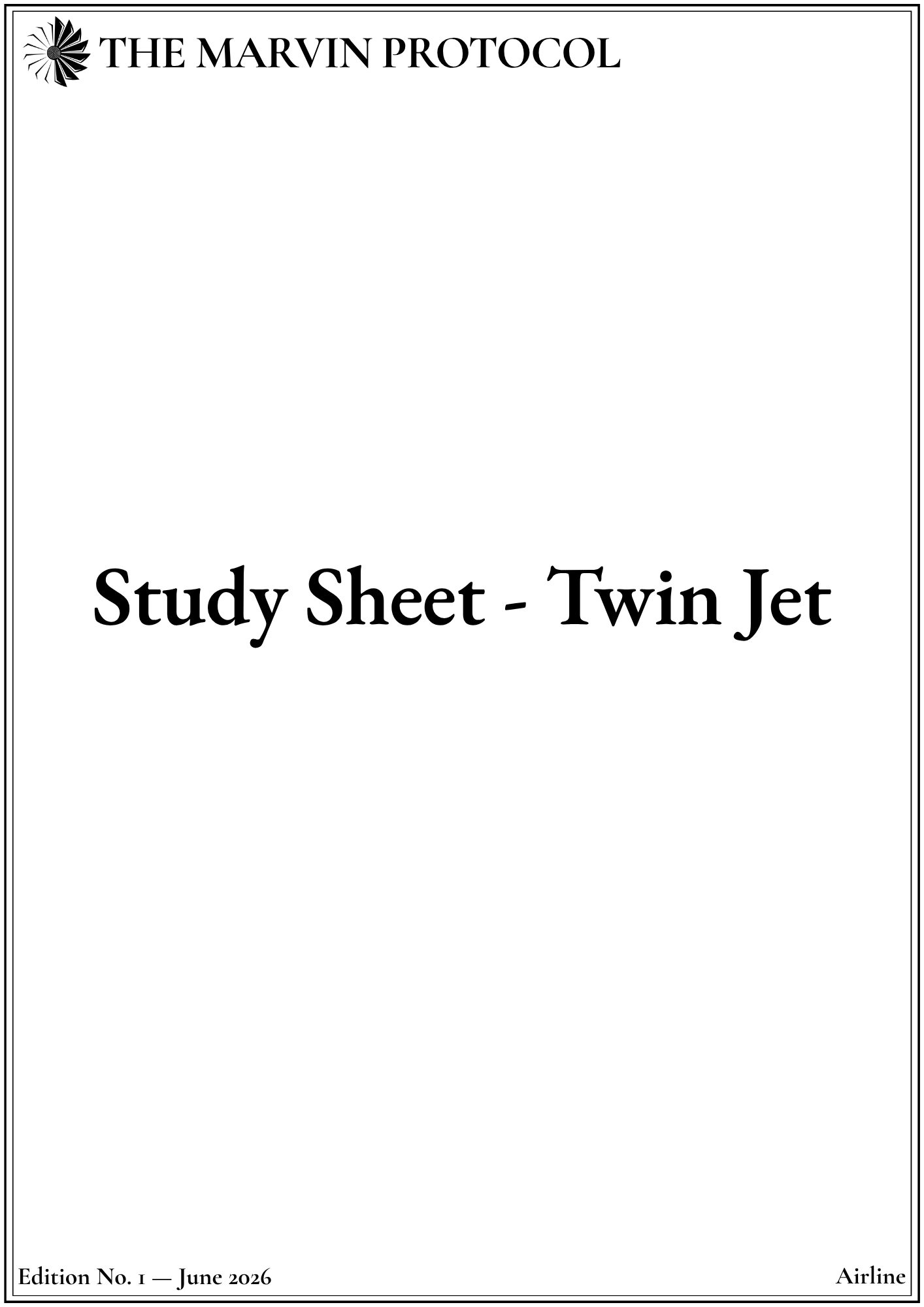 Study Sheet - Twin Jet