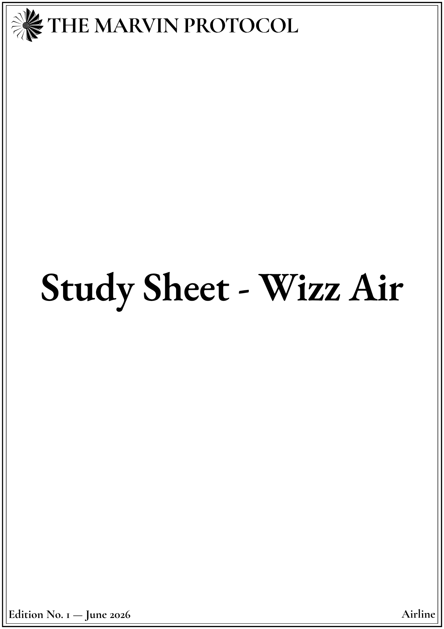 Study Sheet - Wizz Air